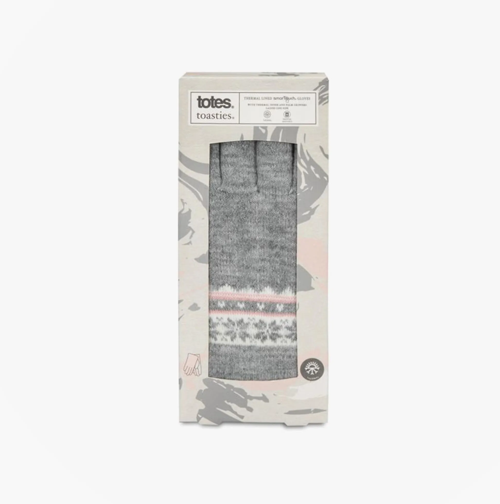Totes Toasties STRETCH KNITTED Womens Touchscreen Gloves Grey Fair Isle sold by Shuperb product image thumbnail 3
