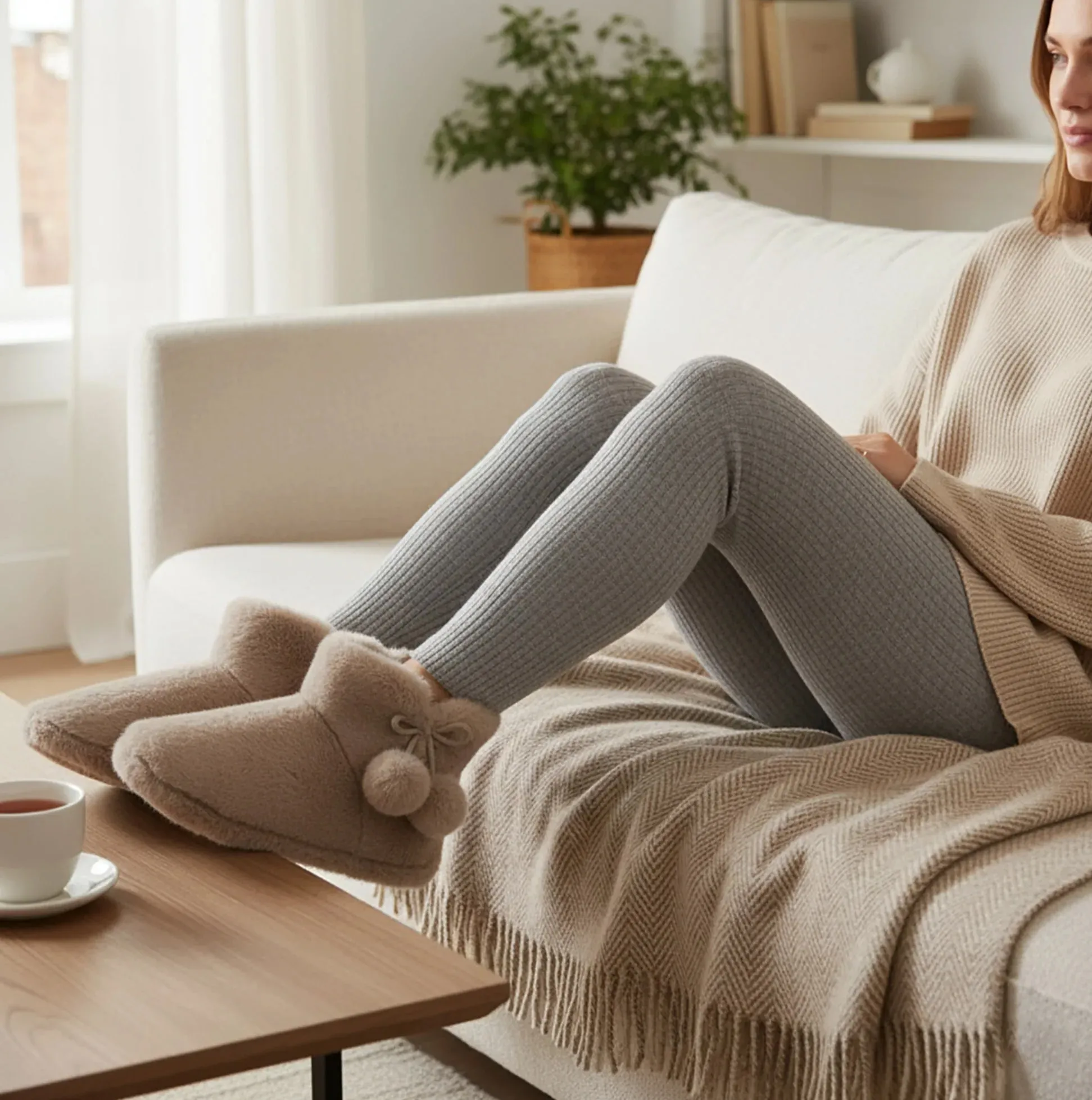 Totes Toasties FAUX FUR Boot Slippers Womens Oat sold by Shuperb product image thumbnail 2