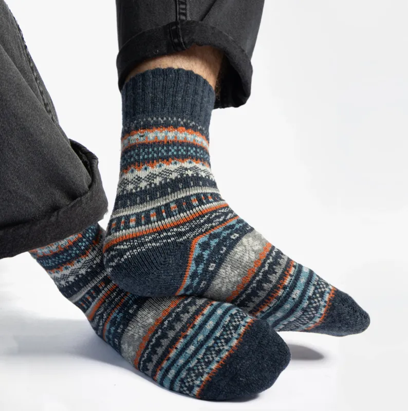 Totes Toasties WOOL BLEND FAIR ISLE SLIPPERS SOCKS (Twin Pack) Mens Socks Multi sold by Shuperb