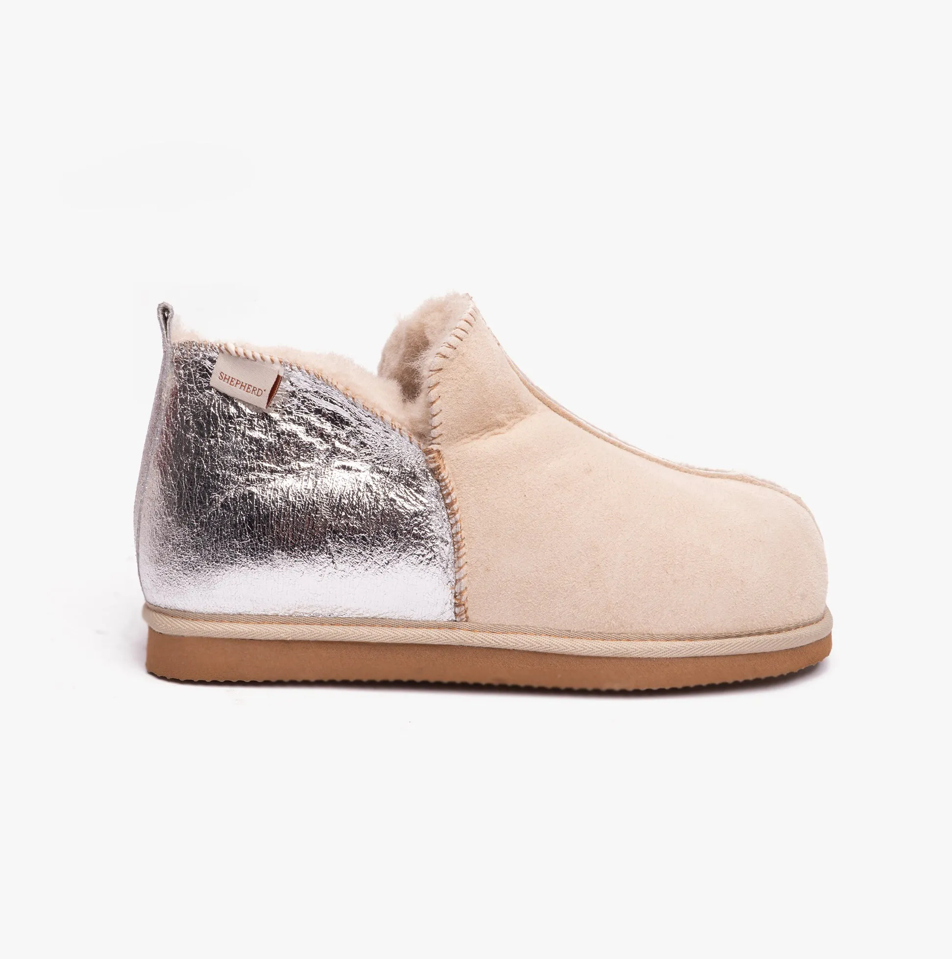 ANNIE Womens Sheepskin Slipper Boots Honey Silver sold by Shuperb