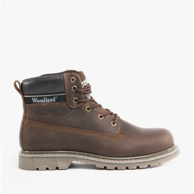 Woodland GLENN Mens Leather Lace-Up Goodyear Welted Boots Brown made by Shuperb
