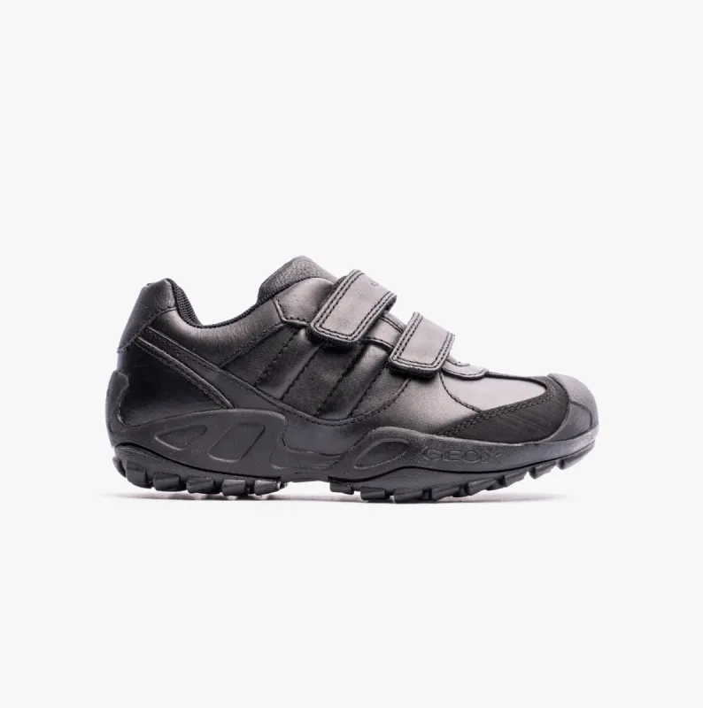 GEOX N.SAVAGE B B Boys Leather Touch Fasten School Shoes Black sold by Shuperb