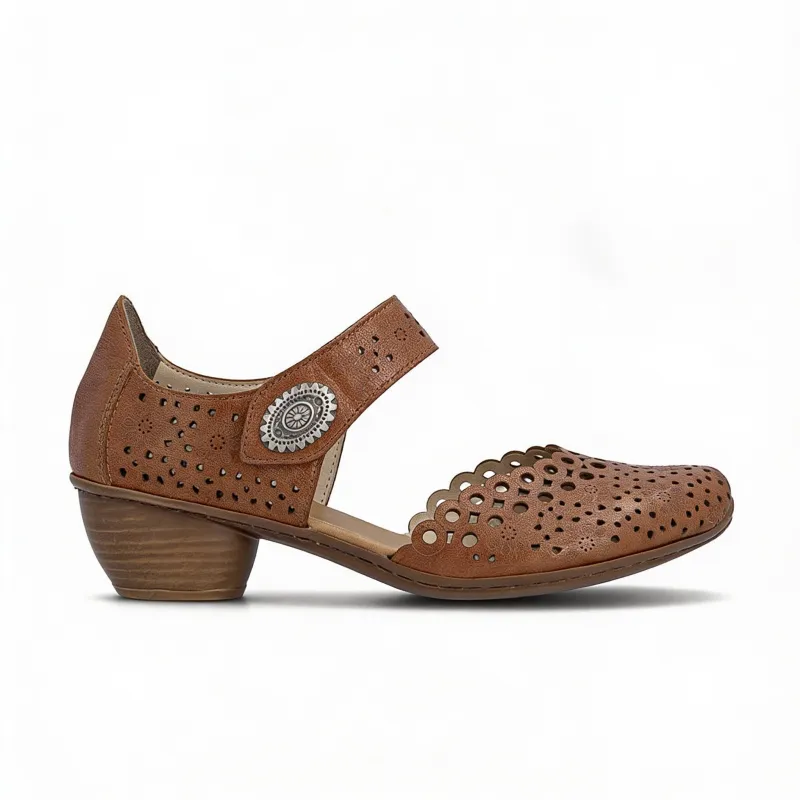 Rieker MIRJAM 43753-22 Womens Ankle Strap Sandals Tan made by Rieker