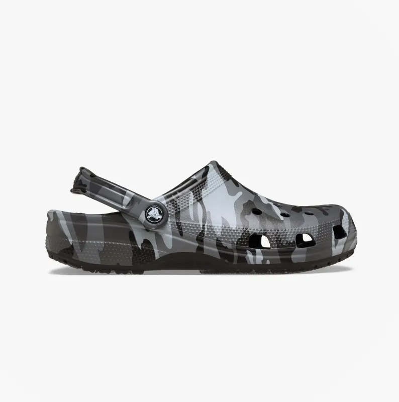 Crocs CLASSIC CAMOUFLAGE Unisex Adults Clogs Sandals Black/Slate Grey sold by Shuperb