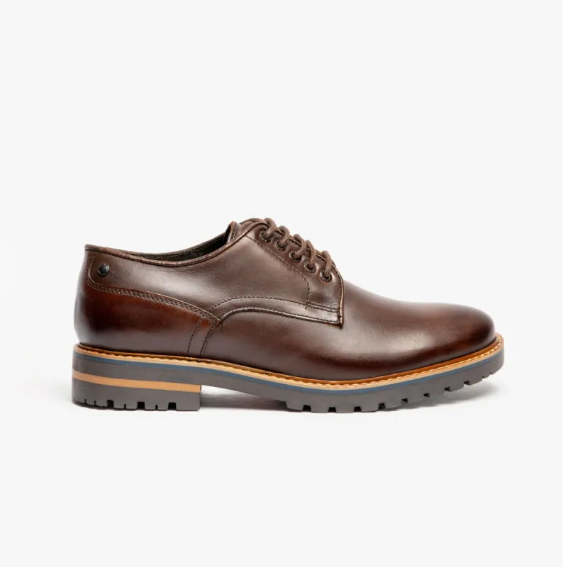 HALSEY WASHED Mens Formal Lace Up Shoes Dark Brown sold by Shuperb