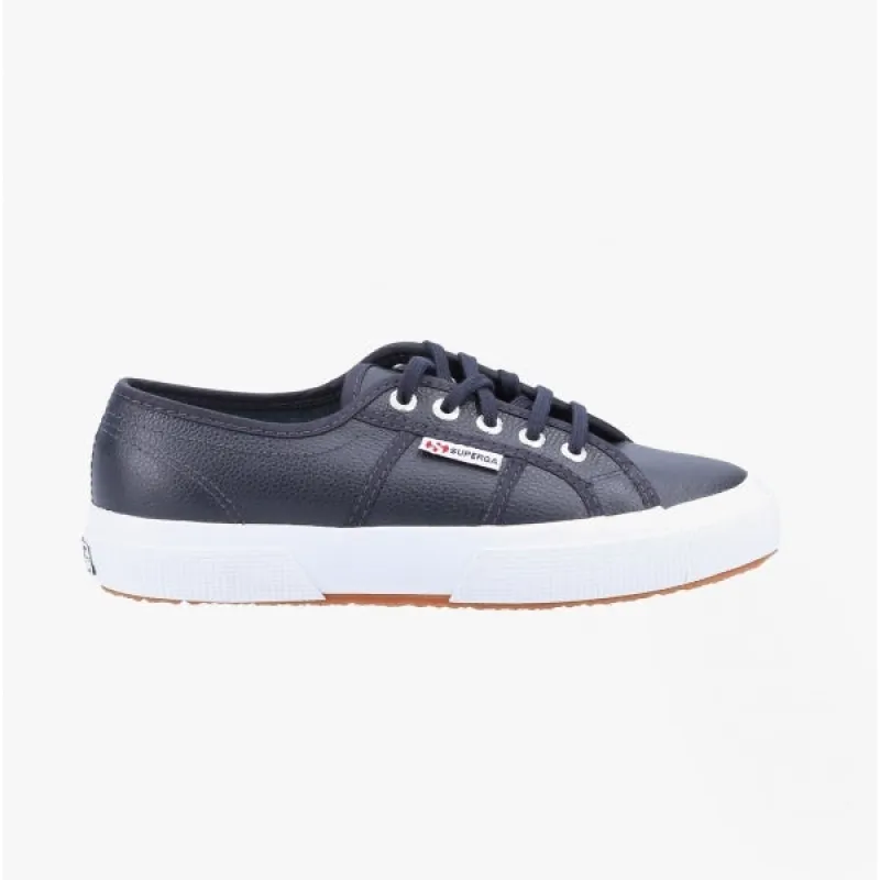 2750 TUMBLED Ladies Leather Trainers Blue Navy made by Superga