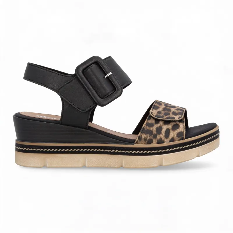 Remonte D2L53-03 Womens Wedge Sandals Black made by Remonte