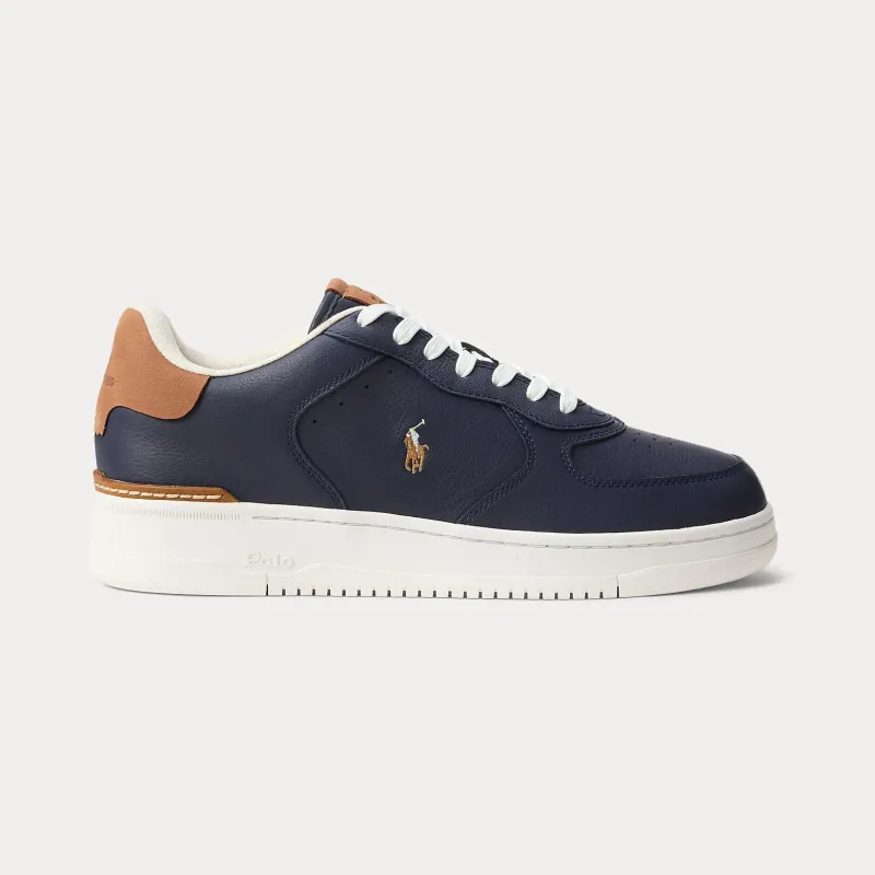 Polo Ralph Lauren MASTERS CRT Mens Court Trainers Navy/Tan made by Polo by Ralph Lauren