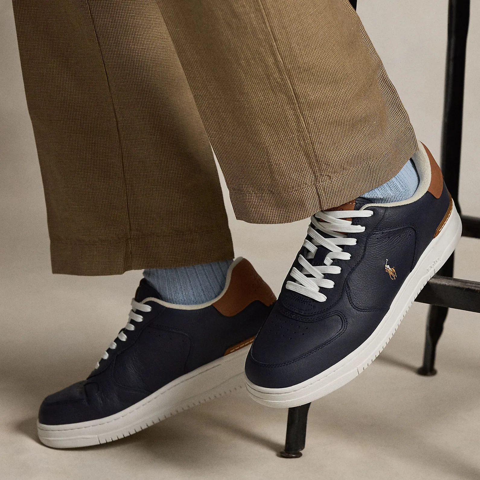 Polo Ralph Lauren MASTERS CRT Mens Court Trainers Navy/Tan sold by Shuperb product image thumbnail 2