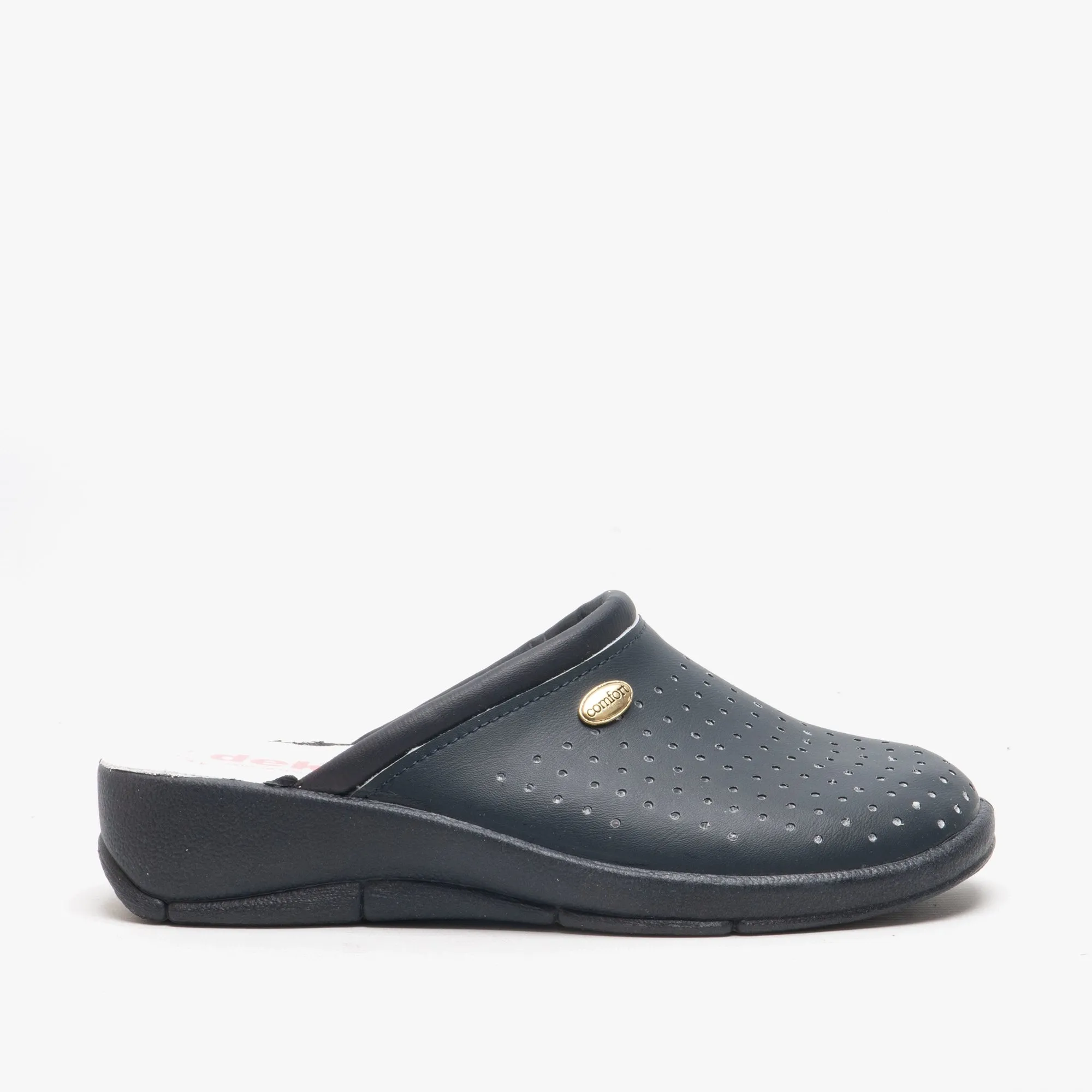 DEK ANGIE Womens Leather Mule Clogs Sandals Navy sold by Shuperb