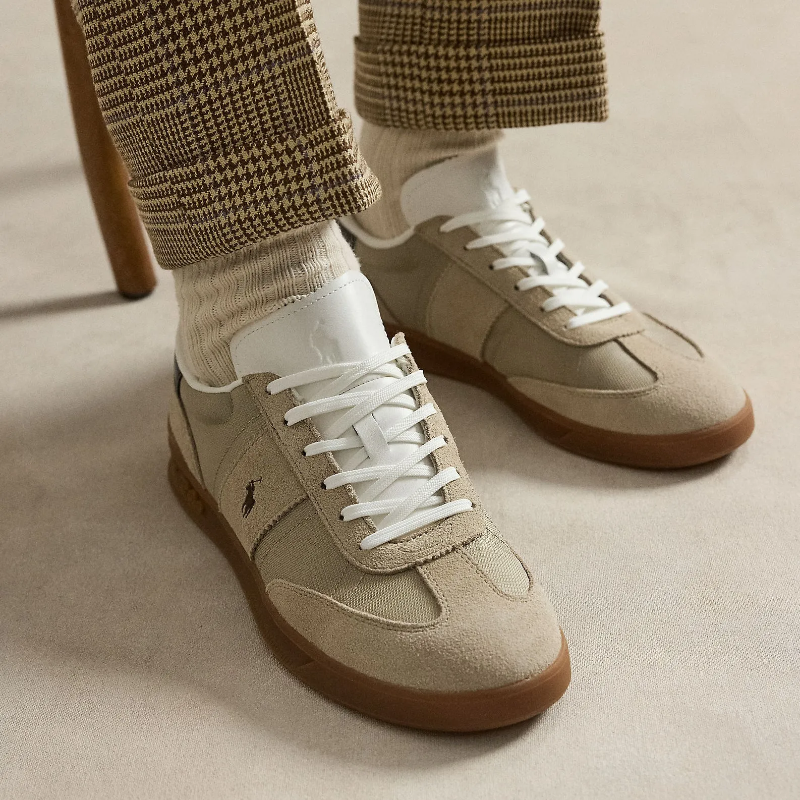 Polo Ralph Lauren HRT AERA PP Mens Court Trainers Milkshake/Dark Brown sold by Shuperb product image thumbnail 2