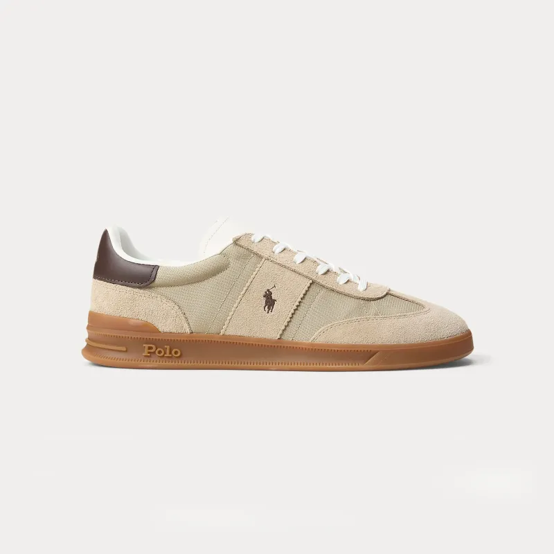 Polo Ralph Lauren HRT AERA PP Mens Court Trainers Milkshake/Dark Brown sold by Shuperb