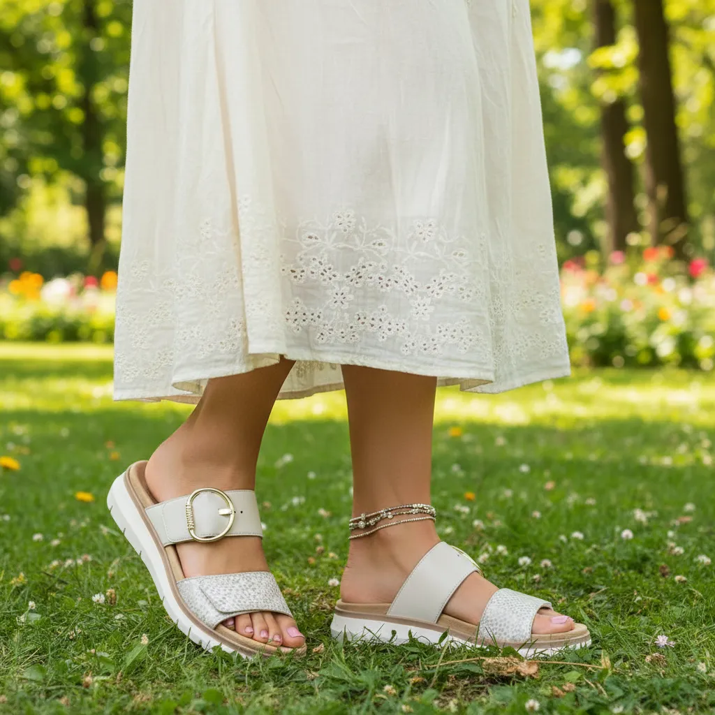 Remonte D2K57 Womens Cross Strap Sandals White/Gold sold by Shuperb product image thumbnail 2