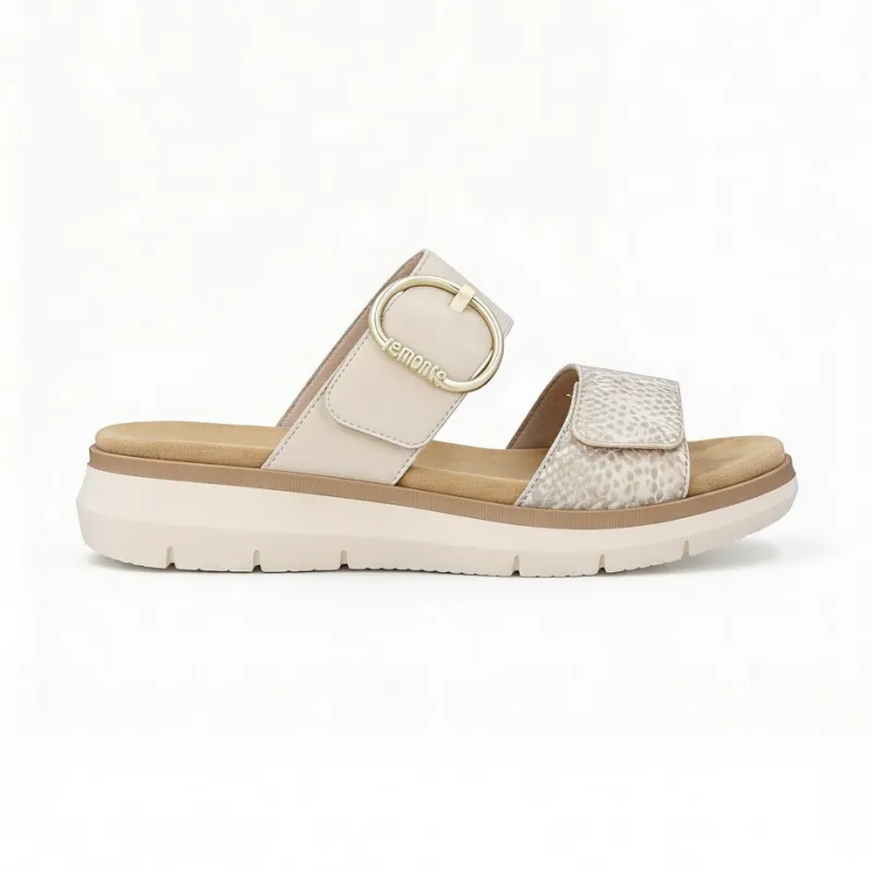 Remonte D2K57 Womens Cross Strap Sandals White/Gold made by Remonte