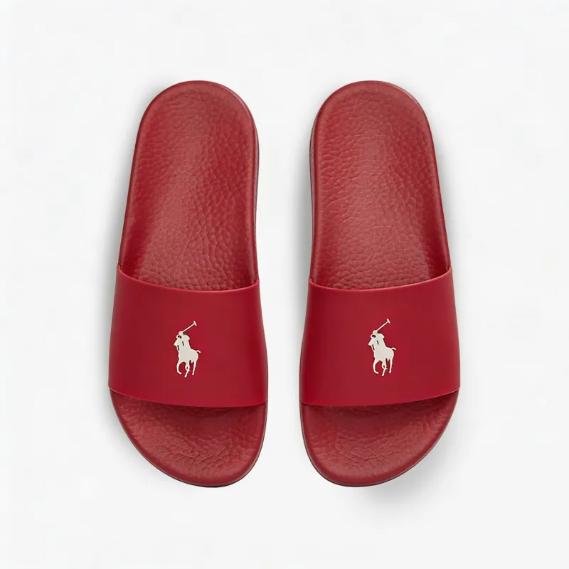 Polo Ralph Lauren POLO SLIDE Mens Sliders Red/Deckwash White made by Polo by Ralph Lauren