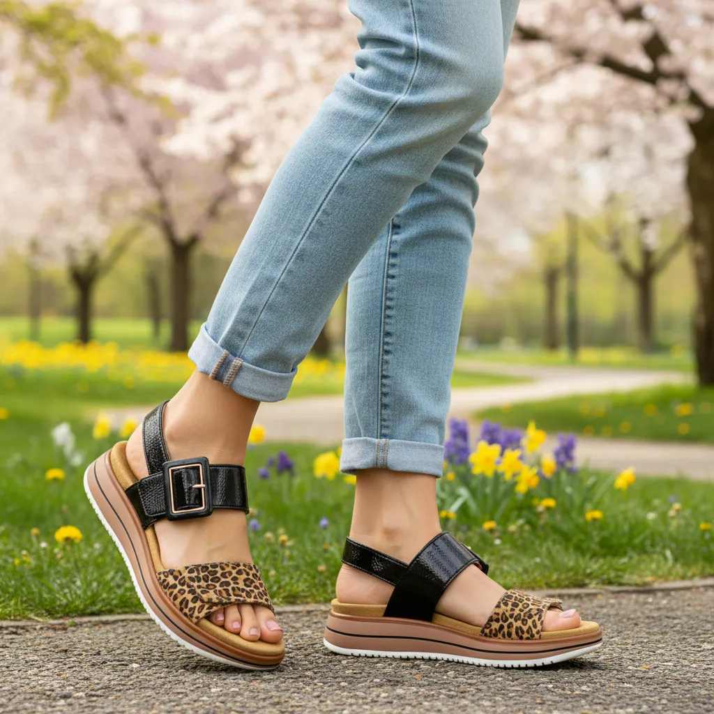 Remonte D1J53 Womens Ankle Strap Sandals Beige/Black sold by Shuperb product image thumbnail 2