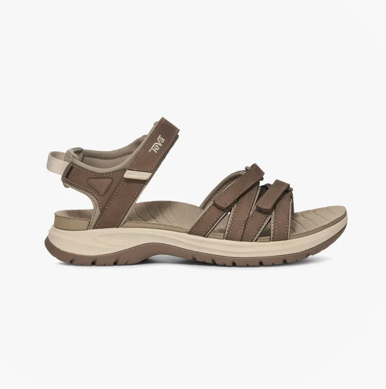 Teva TIRRA SPORT LEATHER Womens Cross Strap Sandals Caribou sold by Shuperb
