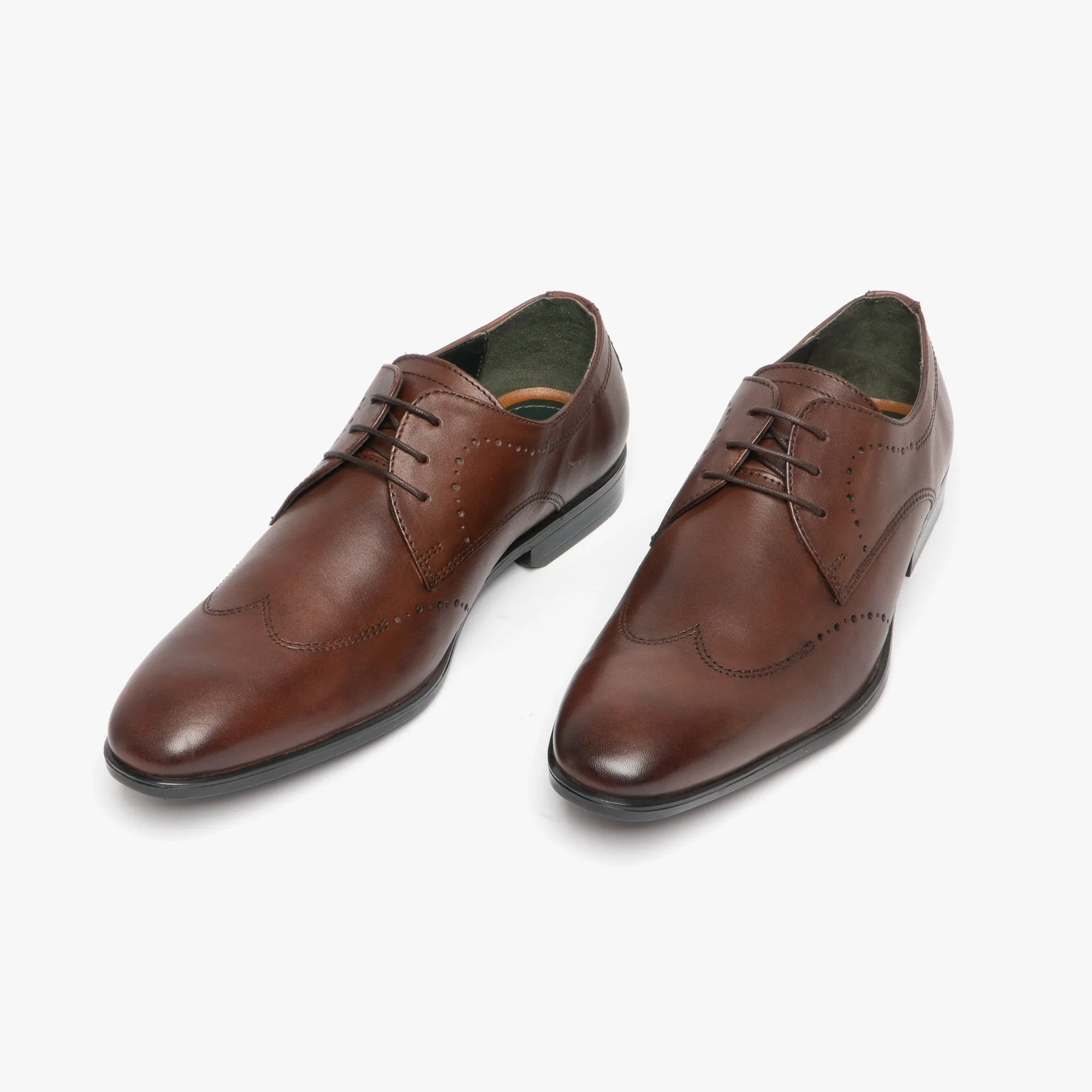 Silver Street London MORTIMER Mens Leather Chisel Toe Semi Brogues Chocolate Brown sold by Shuperb product image thumbnail 2