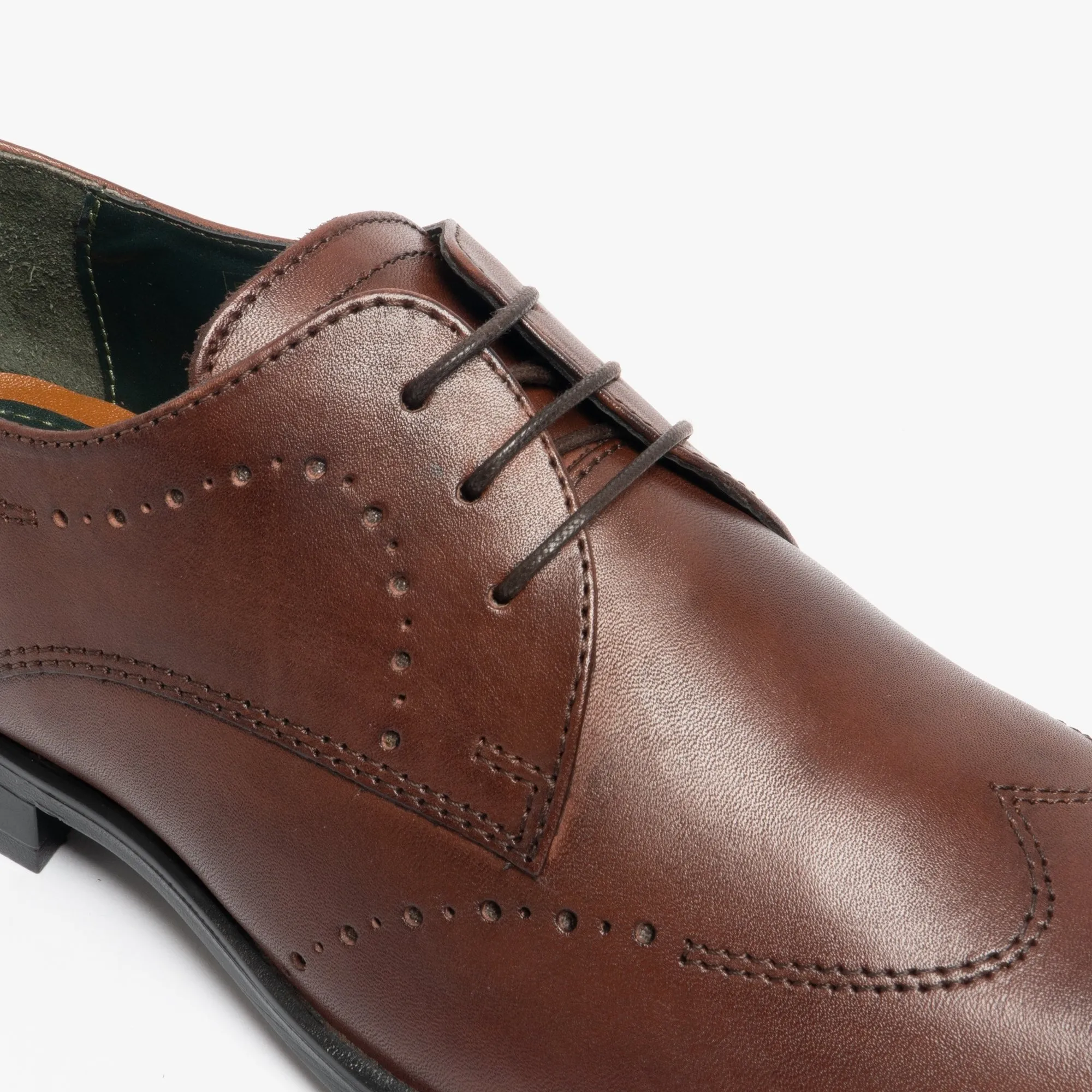 Silver Street London MORTIMER Mens Leather Chisel Toe Semi Brogues Chocolate Brown sold by Shuperb product image thumbnail 5