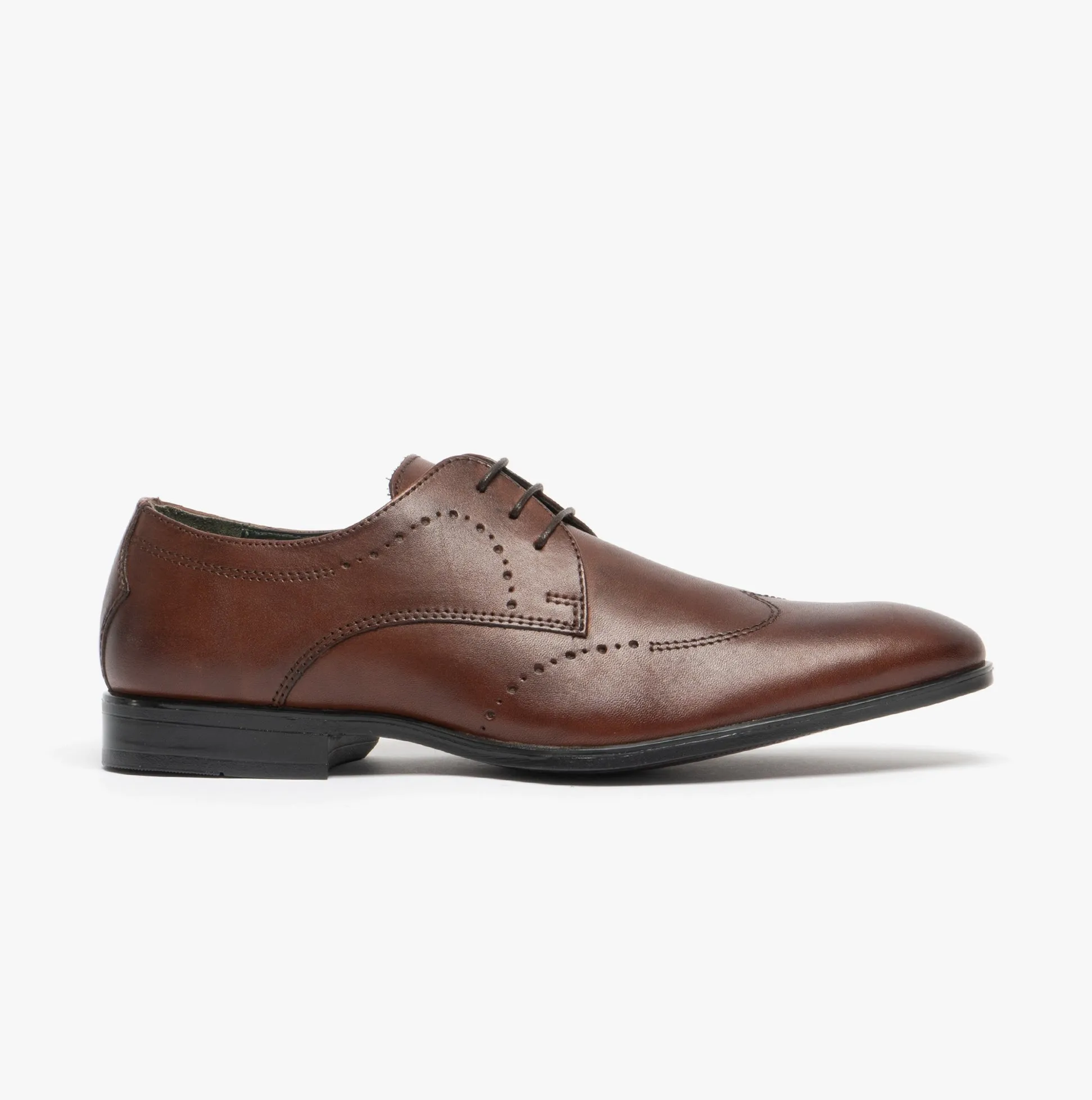 Silver Street London MORTIMER Mens Leather Chisel Toe Semi Brogues Chocolate Brown sold by Shuperb
