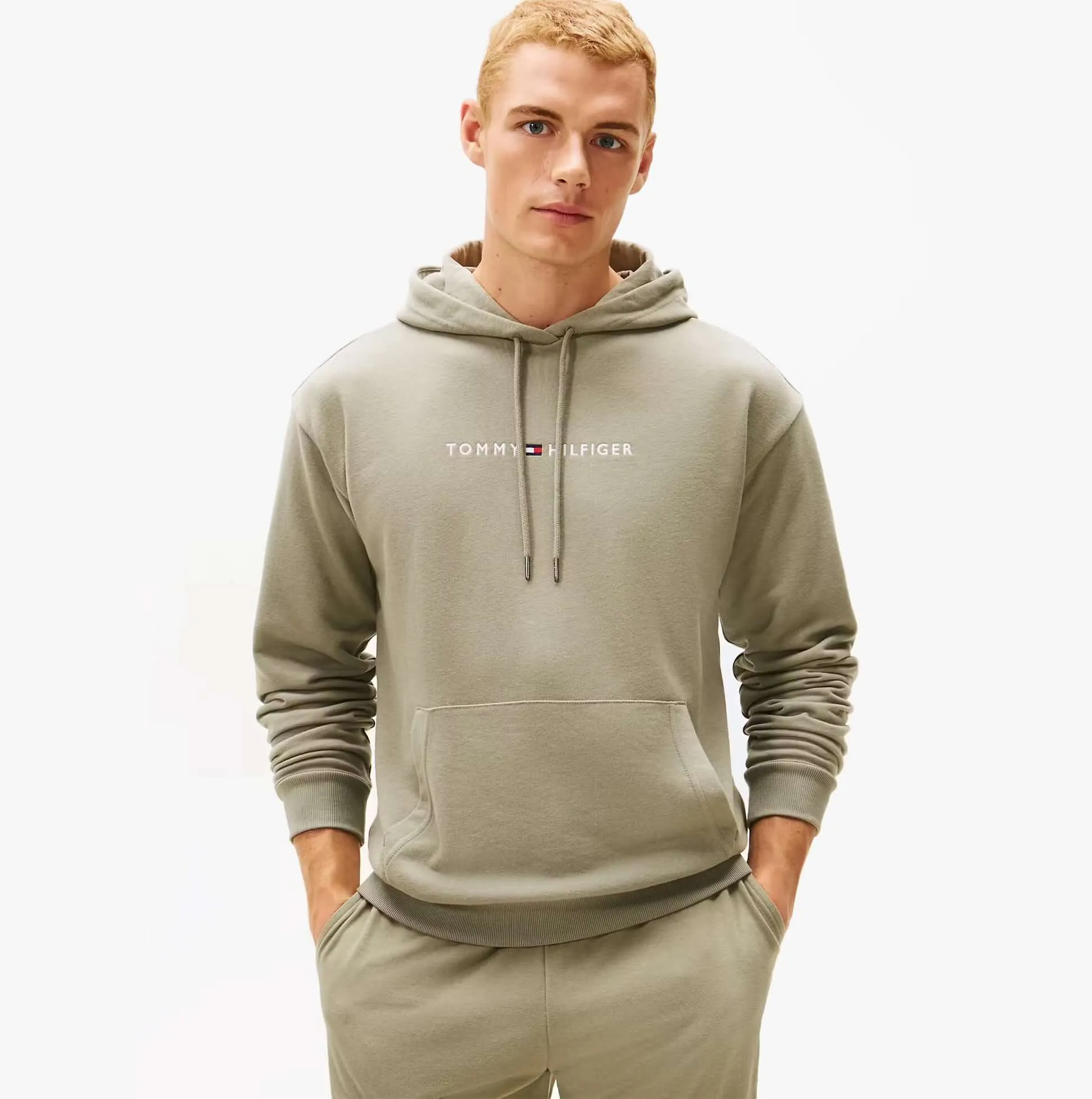 Tommy Hilfiger HOODIE Mens Drawstring Lounge Hoody Utility Sage sold by Shuperb product image thumbnail 5