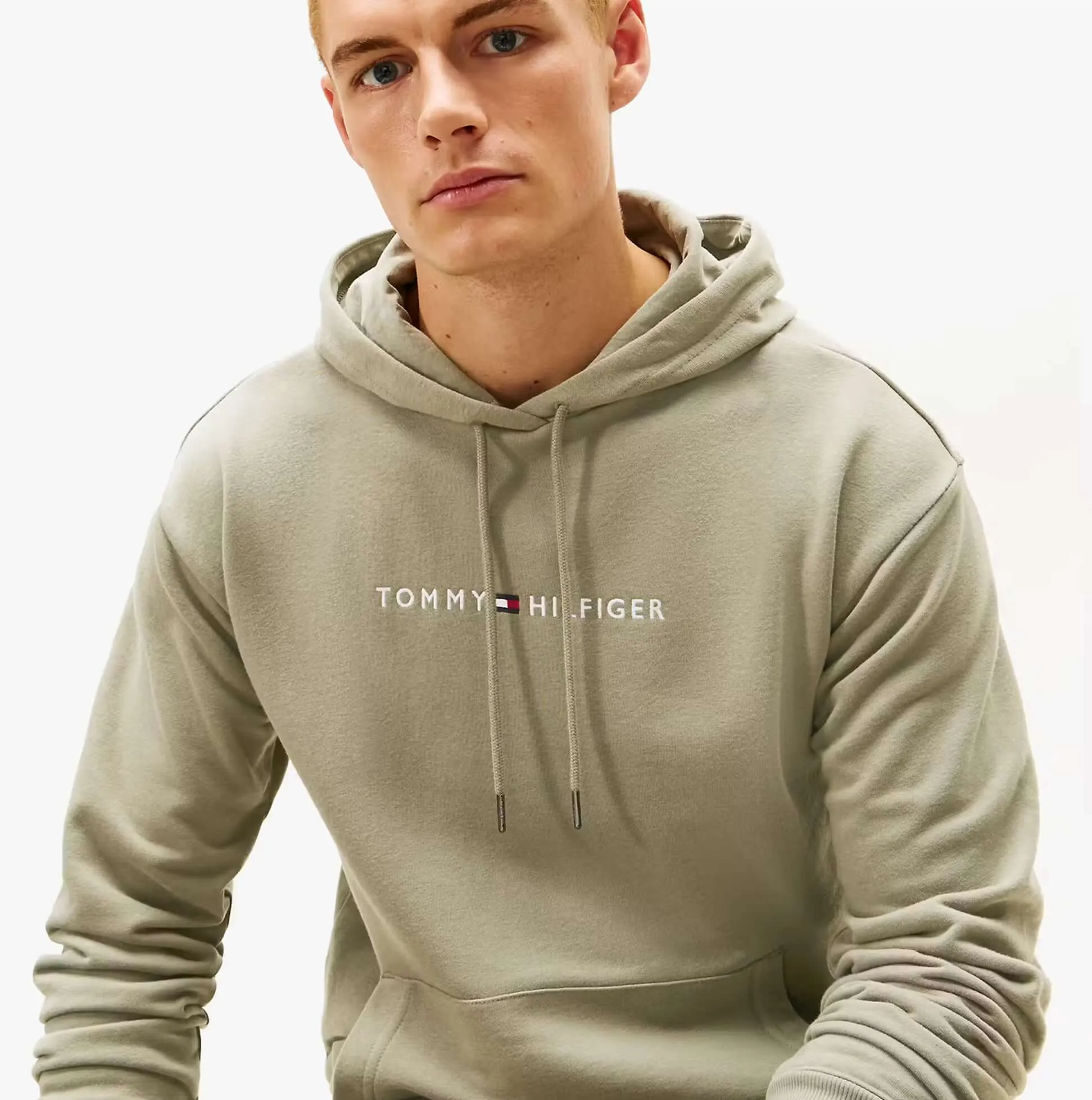 Tommy Hilfiger HOODIE Mens Drawstring Lounge Hoody Utility Sage sold by Shuperb product image thumbnail 3