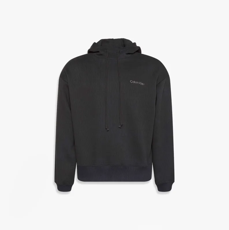 Calvin Klein QUILTED HOODIE Mens Hoodies Black made by Calvin Klein