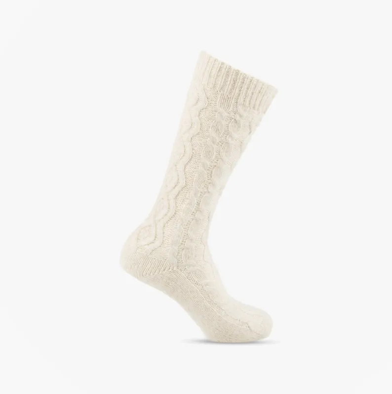 Totes Toasties CABLE KNIT SLOUCH SLIPPER SOCK Womens Oat made by Shuperb