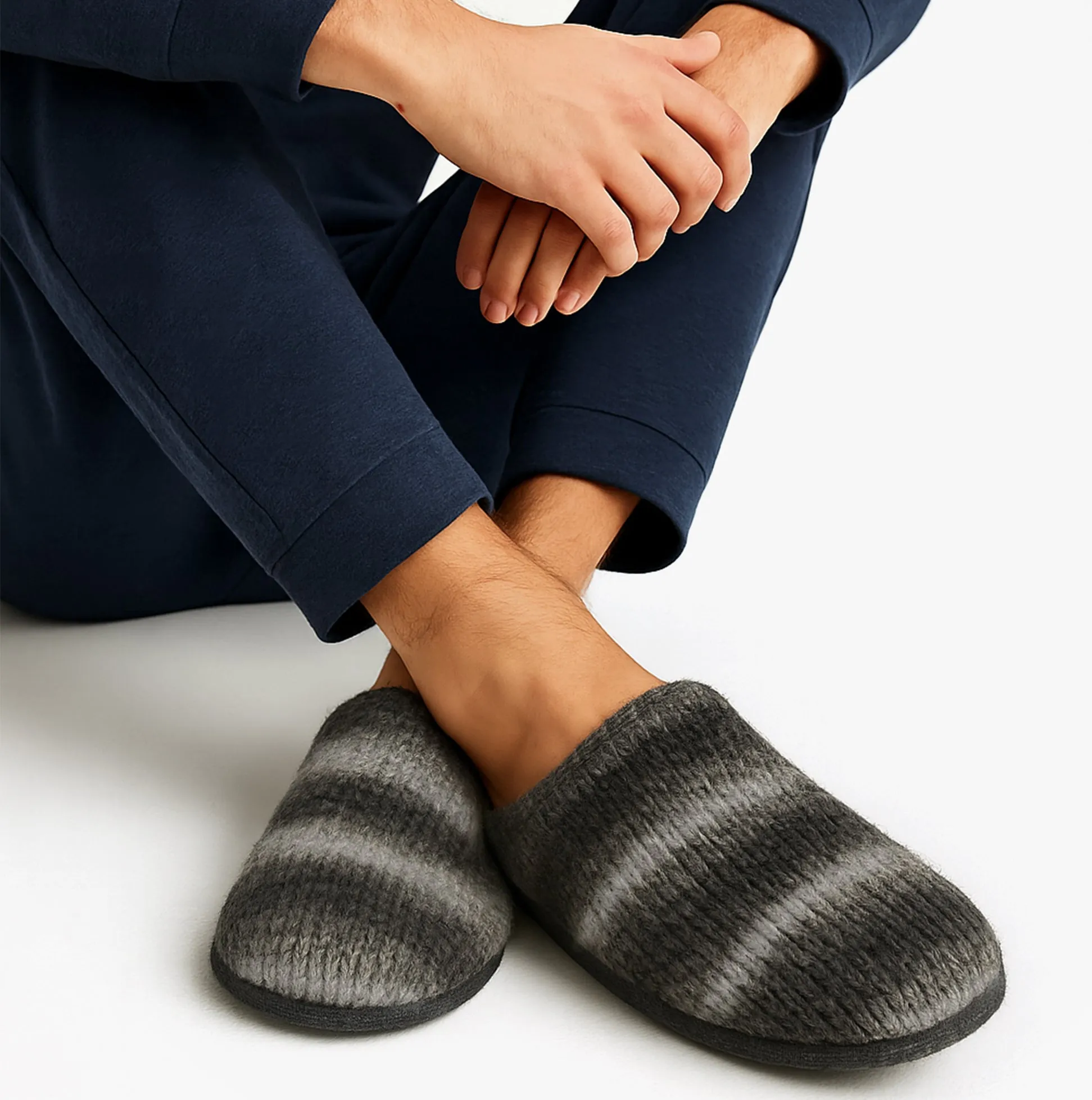 Totes Toasties KNITTED OMBRE Mule Slippers Mens Grey sold by Shuperb product image thumbnail 2