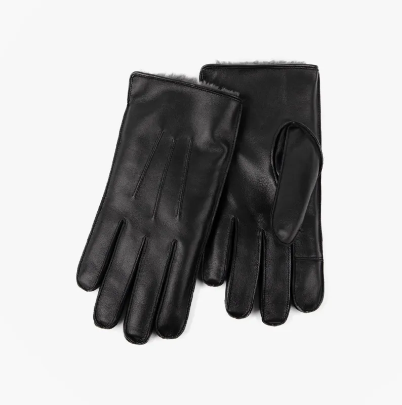 Totes Isotoner PREMIUM 3 POINT LEATHER SMARTOUCH Mens Gloves Black made by Shuperb