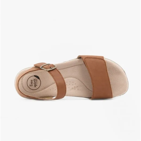 Free Spirit MAINE Womens Leather Touch Fasten Sandals Walnut sold by Shuperb product image thumbnail 5