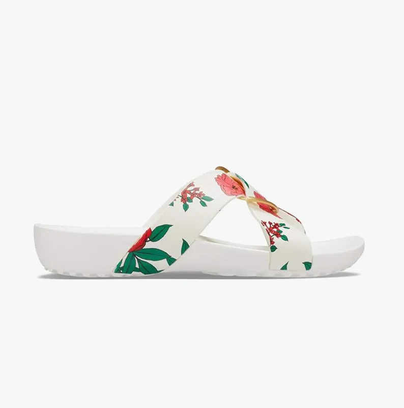 Crocs 206434-97E SERENA PRINTED CROSSBAND Womens Sandals Floral/White made by Crocs