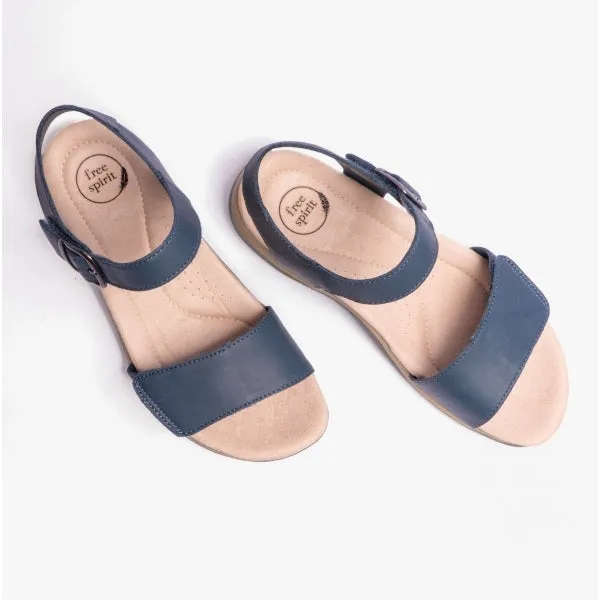 Free Spirit MAINE Womens Soft Leather Sandals Navy sold by Shuperb product image thumbnail 4