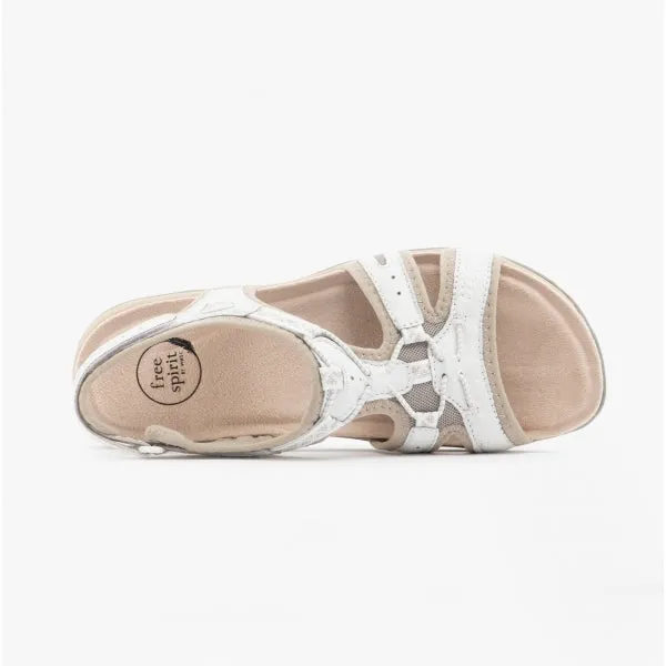 Free Spirit FAIRMONT Womens Touch Fasten Leather Sandals White sold by Shuperb product image thumbnail 5