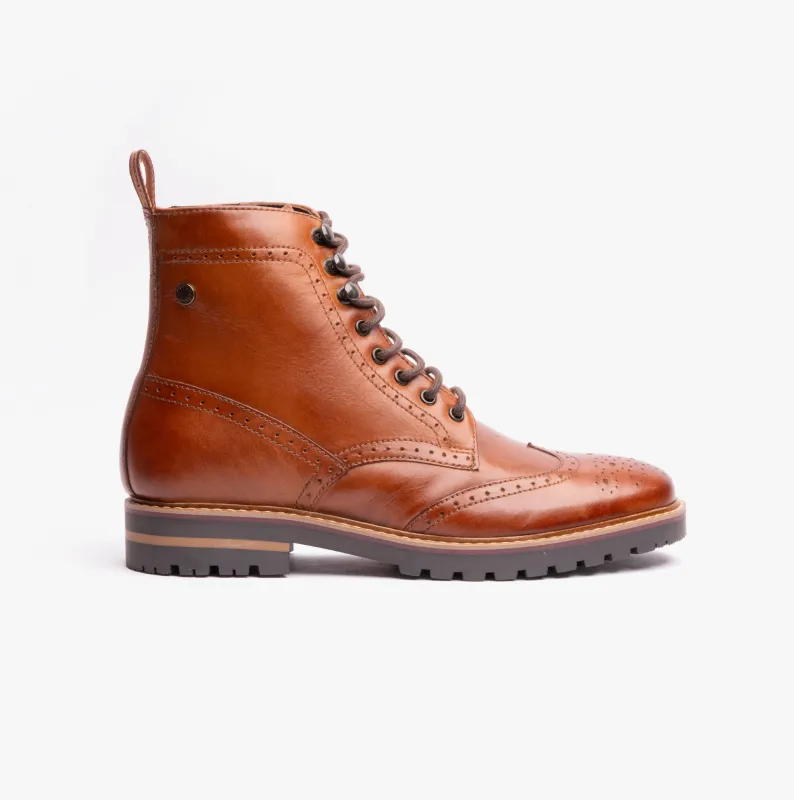 Base London GROVE WASHED Mens Boots Burnt Tan sold by Shuperb