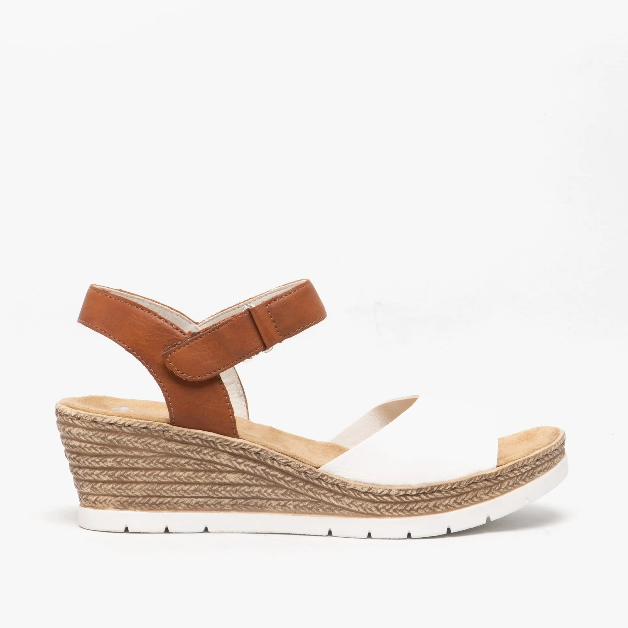 Rieker 61953-80 Womens Sandals White/Cayenne sold by Shuperb