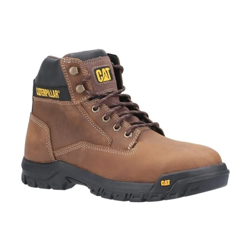 CAT MEDIAN S3 Mens Leather Safety Boots Brown made by Caterpillar