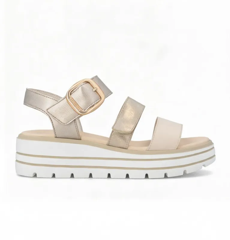 Remonte D3N50 Womens Ankle Strap Sandals Beige made by Remonte