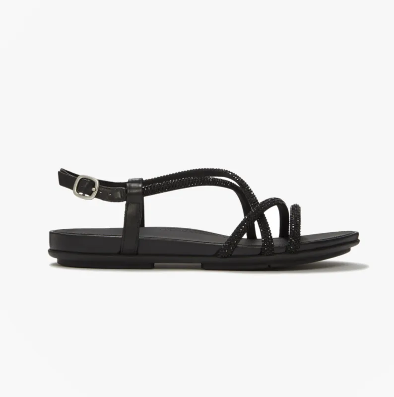 FitFlop GRACIE CRYSTAL Womens Cross Strap Sandals All Black sold by Shuperb