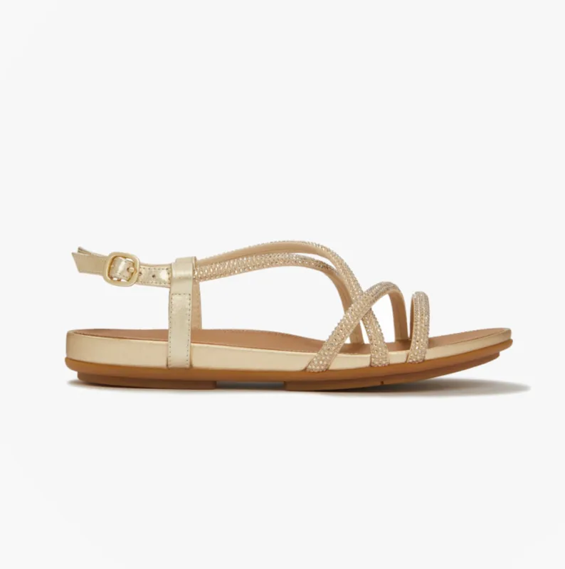 FitFlop GRACIE CRYSTAL Womens Cross Strap Sandals Platino made by Fitflop