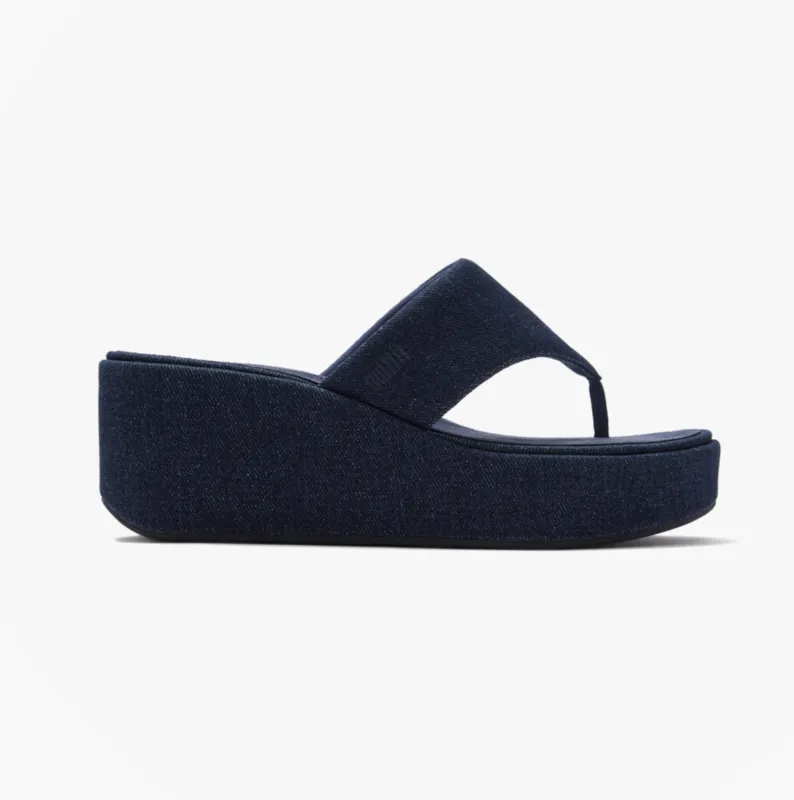 FitFlop PLATFFORMS DENIM Womens Toe-Post Sandals Dark Denim sold by Shuperb