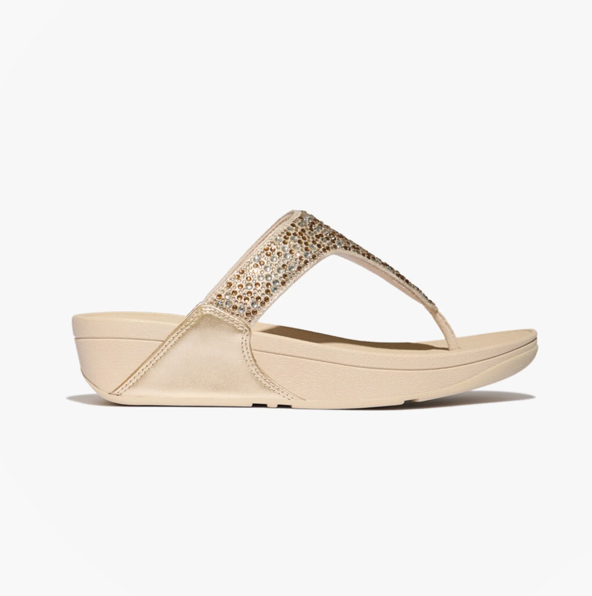 FitFlop LULU CRYSTAL Womens Toe-Post Sandals Platino sold by Shuperb