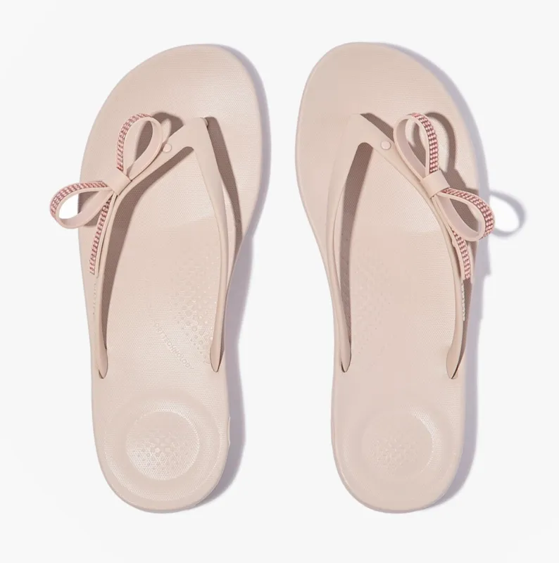 FitFlop iQUSHION GLITZ Womens Toe-Post Sandals Nude Rose made by Fitflop
