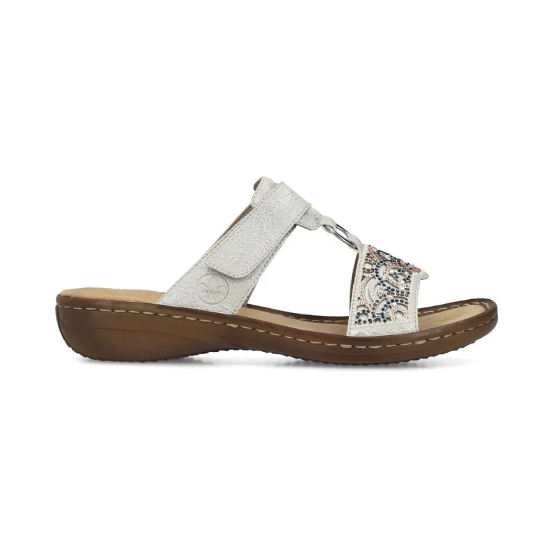 Rieker 608K2-40 Womens Ankle Strap Sandals Silver made by Rieker