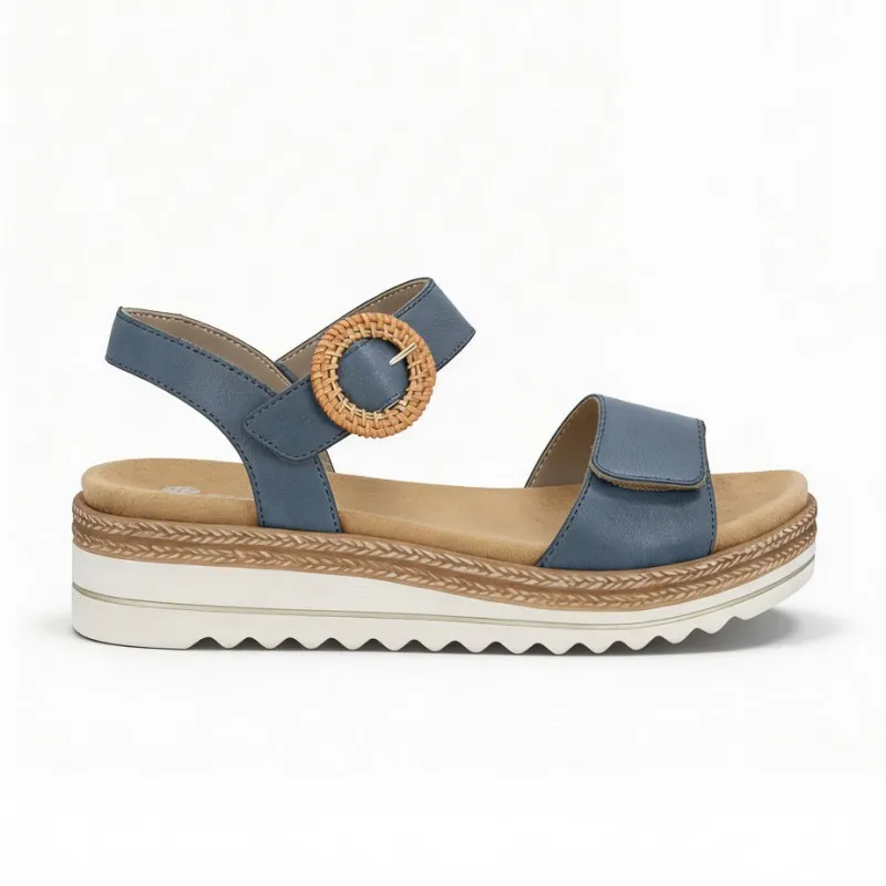 Remonte D0Q52 Womens Cross Strap Sandals Denim sold by Shuperb