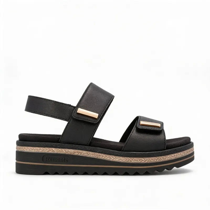 Remonte D0Q59 Womens Ankle Strap Sandals Black sold by Shuperb