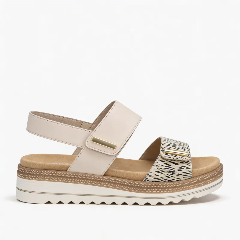 Remonte D0Q59 Womens Slingback Sandals Beige/Gold sold by Shuperb