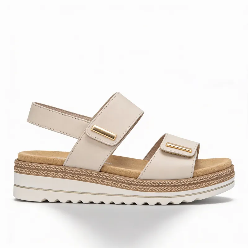 Remonte D0Q59 Womens Ankle Strap Sandals Beige made by Remonte