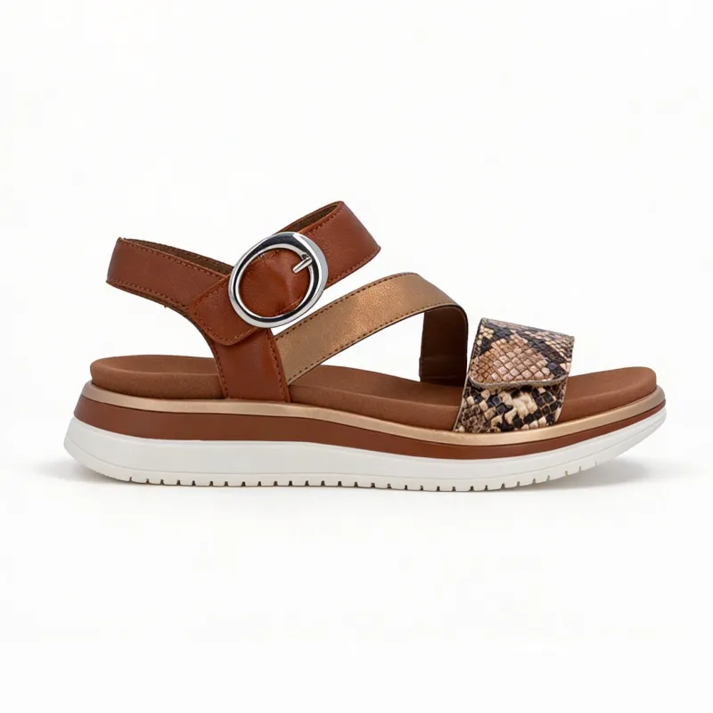 Remonte D1J64 Womens Ankle Strap Sandals Brown made by Remonte