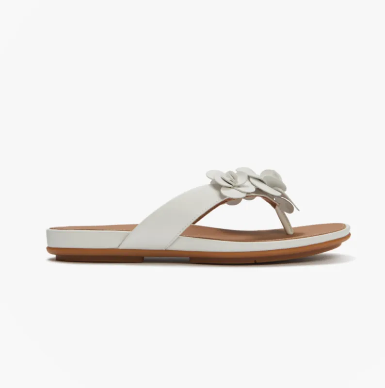FitFlop GRACIE FLOWER Womens Toe-Post Sandals Urban White sold by Shuperb